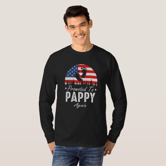 Promoted To Pappy Again 2024 US Flag Father's Day  Tシャツ (正面フル)