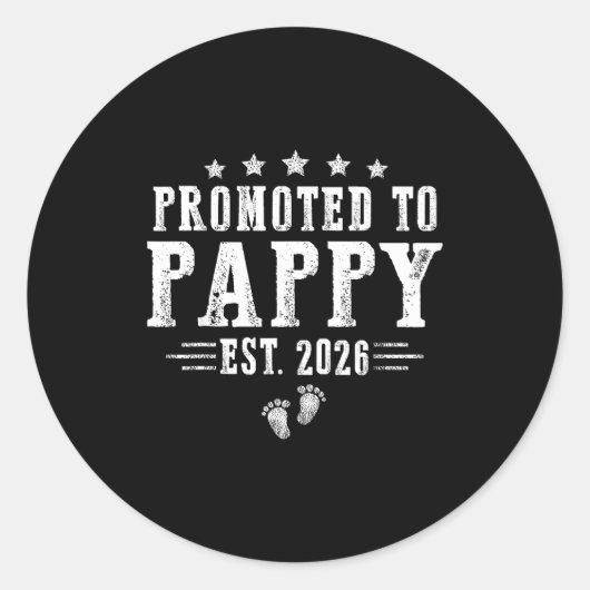 Promoted To Pappy Est.2026 Father's Day First Time ラウンドシール (正面)