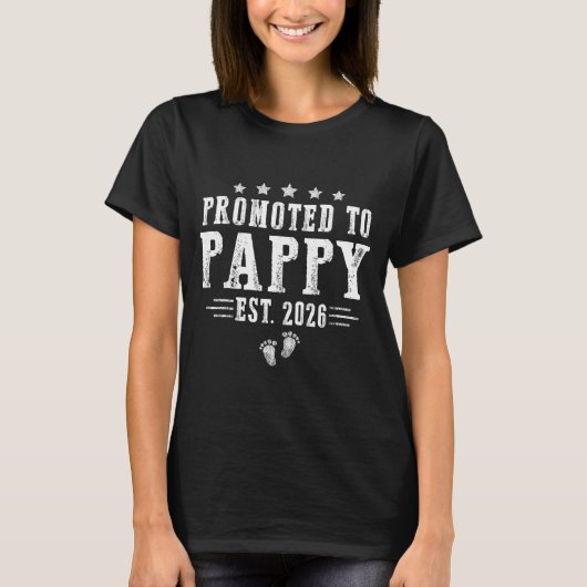 Promoted To Pappy Est.2026 Father's Day First Time Tシャツ (正面)