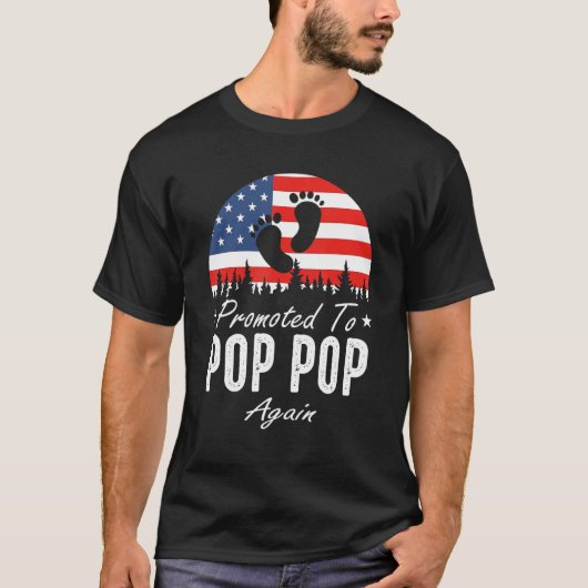 Promoted To Pop Pop Again 2024 US Flag Father's Da Tシャツ (正面)