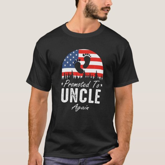 Promoted To Uncle Again 2024 US Flag Father's Day  Tシャツ (正面)