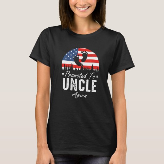 Promoted To Uncle Again 2024 US Flag Father's Day  Tシャツ (正面)