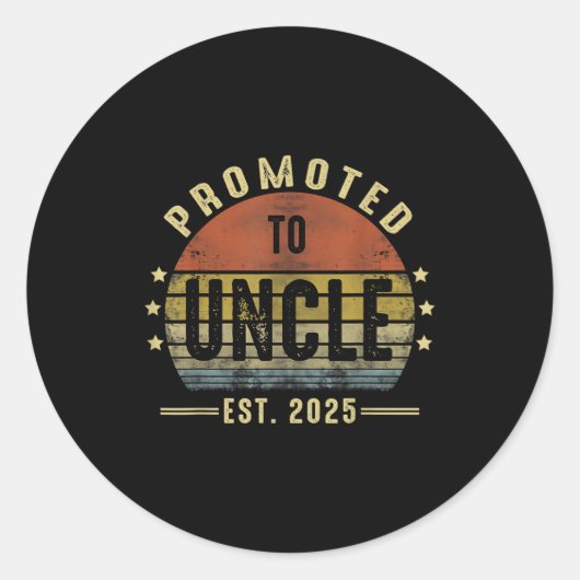 Promoted To Uncle Est 2025 New Uncle Fathers Day F ラウンドシール (正面)