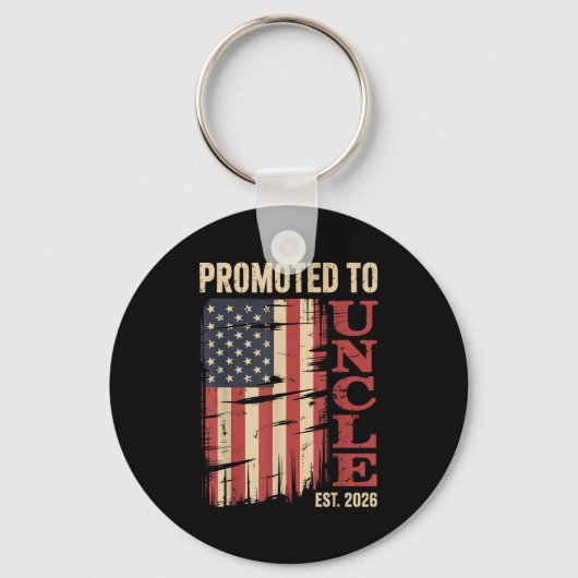 Promoted To Uncle Est.2026 New Family Member Usa F キーホルダー (正面)