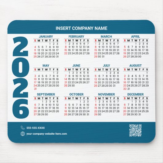 Promotional 2026 Calendar QR Code Mousepad マウスパッド (正面)