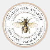 Promotional Apiary Product Label Honeybee Kraft ラウンドシール (正面)