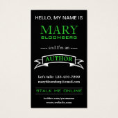 Promotional Book Cover Author Business Card (裏面)