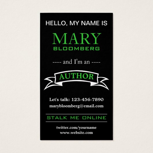 Promotional Book Cover Author Business Card (裏面)