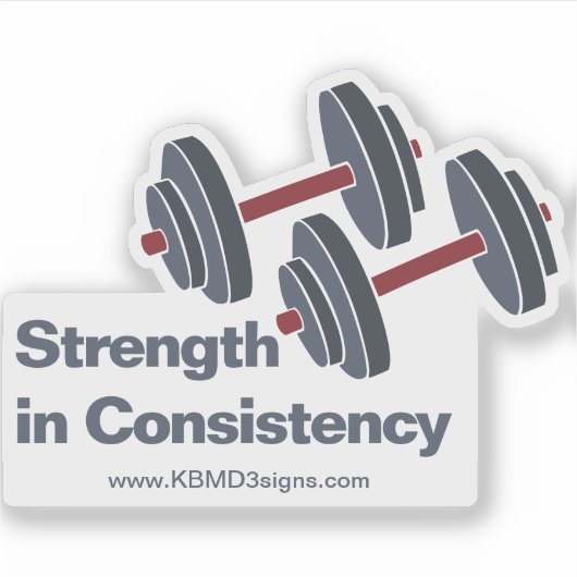 Promotional Gym Dumbbell Strength in Consistency シール (正面)