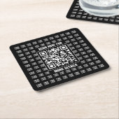Promotional QR code (editable) plus Logo Pattern スクエアペーパーコースター (アングル)