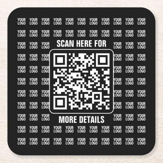 Promotional QR code (editable) plus Logo Pattern スクエアペーパーコースター (正面)
