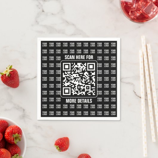 Promotional QR code (editable) plus Logo Pattern スタンダードカクテルナプキン (インサイチュ)