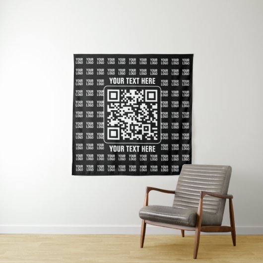 Promotional QR code (editable) plus Logo Pattern タペストリー (インサイチュ)