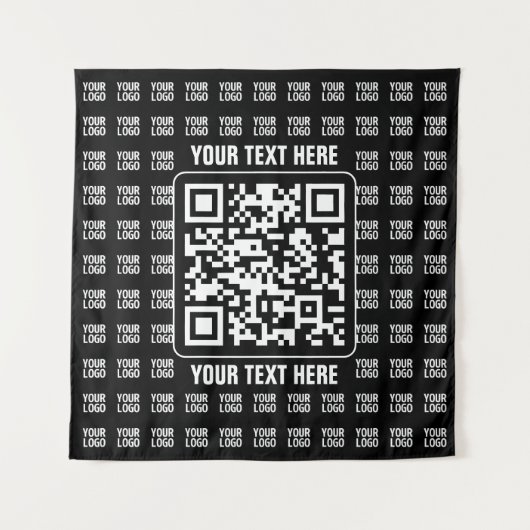 Promotional QR code (editable) plus Logo Pattern タペストリー (正面)