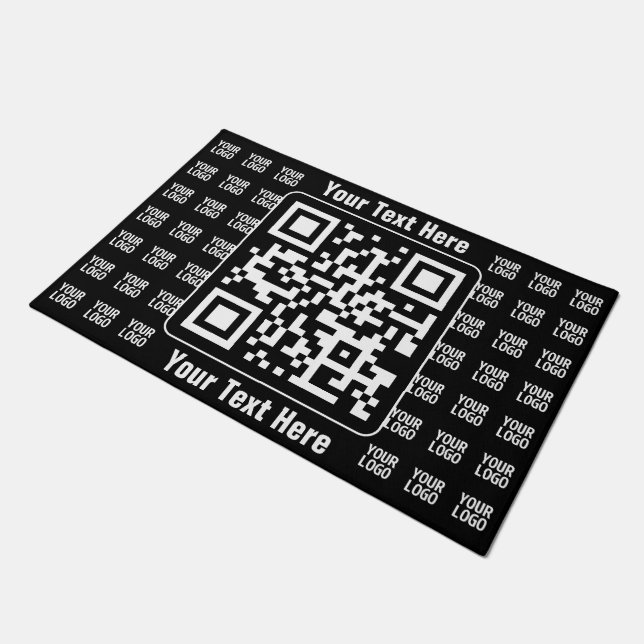 Promotional QR code (editable) plus Logo Pattern ドアマット (アングル)