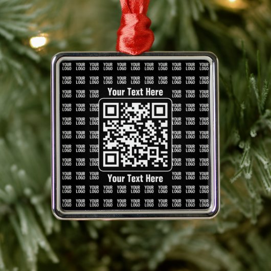 Promotional QR code (editable) plus Logo Pattern メタルオーナメント (ツリー)