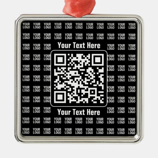 Promotional QR code (editable) plus Logo Pattern メタルオーナメント (正面)
