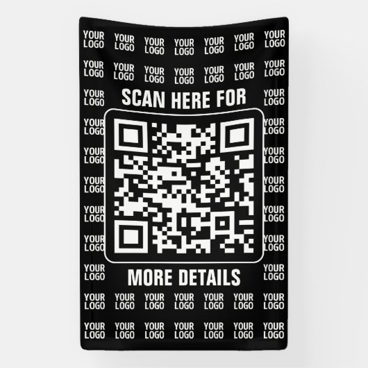 Promotional QR code (editable) plus Logo Pattern 横断幕 (縦)