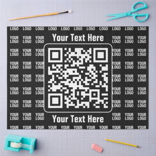 Promotional QR code (editable) plus Logo Pattern 薄葉紙 (クラフト)