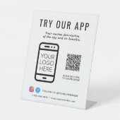 Promotional Try Our App QRコードロゴ 台座サイン (正面)