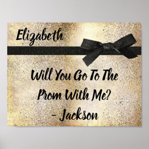 Promposal  Ask To School Prom Dance Faux Gold ポスター