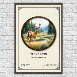 Pronghorn (American Antelope) Zoology Series ポスター