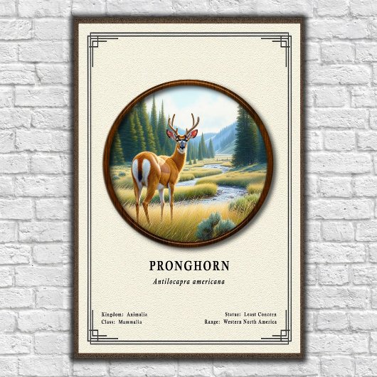 Pronghorn (American Antelope) Zoology Series ポスター