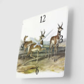 Pronghorn (Pronghorned Antelope) by Audubon スクエア壁時計 (傾斜)