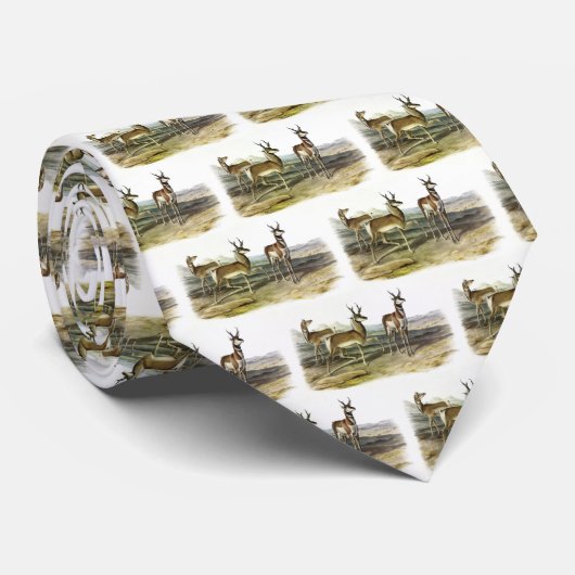 Pronghorn (Pronghorned Antelope) by Audubon ネクタイ (ロール)