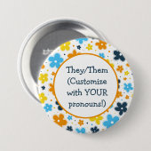 Pronons AroAceプライドフラワーズドードルLGBTQ+ 缶バッジ (正面&裏面)