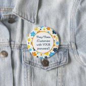 Pronons AroAceプライドフラワーズドードルLGBTQ+ 缶バッジ (インサイチュ)