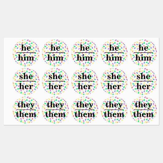 Pronoun ID Tags Pastel Sprinkles ラベル (シート)