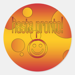 Pronto Hasta! スペインの旗はポップアートを着色します ラウンドシール