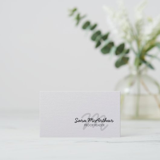 Proofreader Cursive Monogram Business Card 名刺 (スタンド正面)