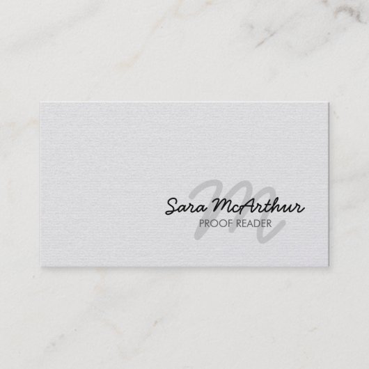 Proofreader Cursive Monogram Business Card 名刺 (正面)