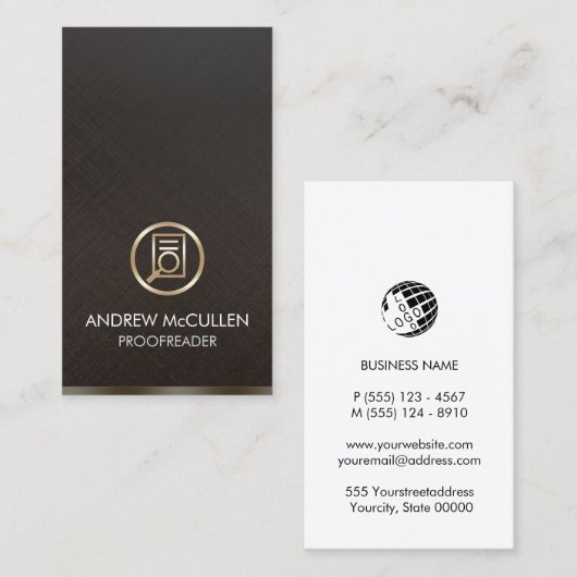 Proofreader Faux Gold Document Icon 名刺 (正面/裏面)