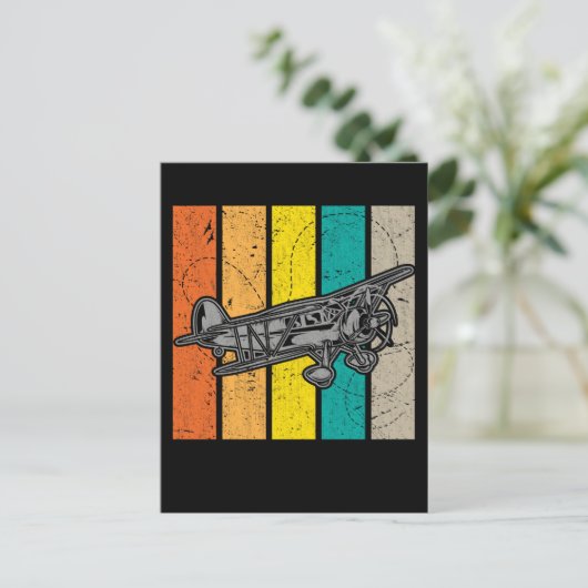 Propeller Plane Retro Airplane Enthusiast ポストカード (スタンド正面)