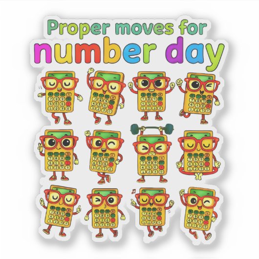 Proper Maths for Number Day Cute Sticker シール (正面)