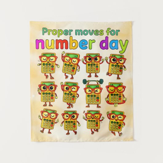 Proper Moves for Number Day Cute Maths Poster タペストリー (正面)