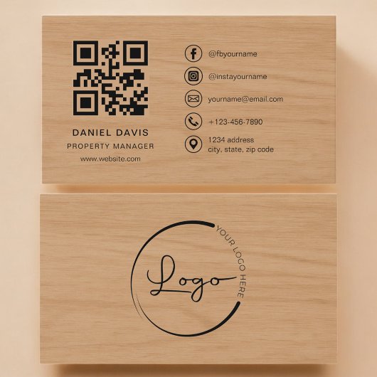 Property Manager Wood Professional QR Code 名刺