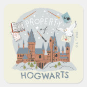 Property of Hogwarts Cartoon Graphic スクエアシール (正面)