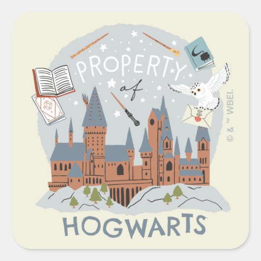 Property of Hogwarts Cartoon Graphic スクエアシール (正面)