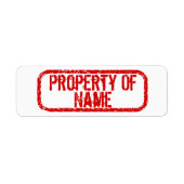 "Property of" name personalized stickers ラベル (正面)