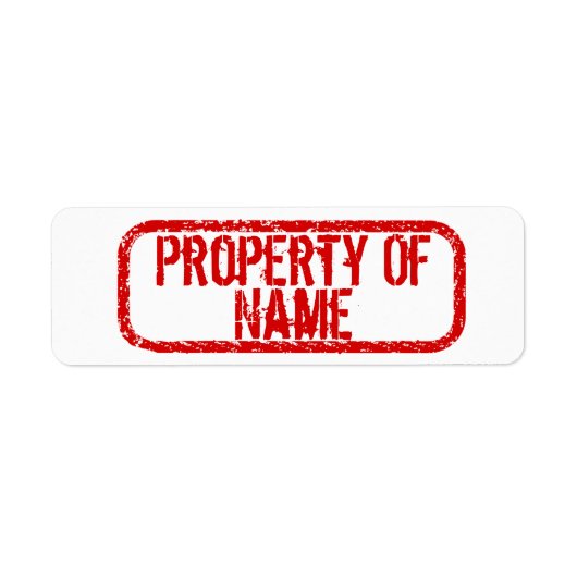 "Property of" name personalized stickers ラベル (正面)