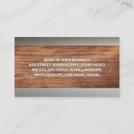 Property Repair Tools Logo | Wood Grain | Metal 名刺 (裏面)