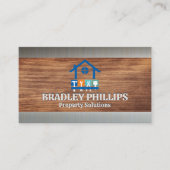 Property Repair Tools Logo | Wood Grain | Metal 名刺 (正面)