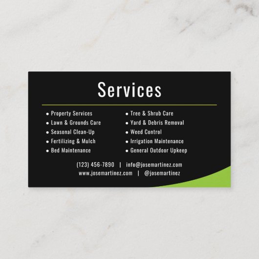 Property Services Landscaping Lawn Service 名刺 (裏面)