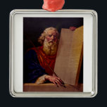 Prophet Moses on Mount Sinai – High-Fidelity Epic メタルオーナメント<br><div class="desc">Add majesty to your interior with this high-fidelity color reproduction of Moses and the Tablets of Testimony. The artwork masterfully captures the contrast between the harsh desert wilderness and the supernatural glow of the Divine Presence. The composition focuses on the prophet’s resolute eyes and the stone slabs that symbolize the...</div>