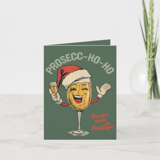 Prosecc-ho-ho – Funny Christmas Prosecco Pun  カード (正面)