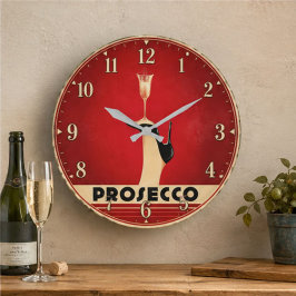 Prosecco Champagne Lover Kitchen Elegant Wine ラージ壁時計